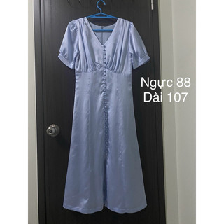 thanh lý 2hand đầm lụa xanh pastel dự tiệc (hàng may theo số đo)