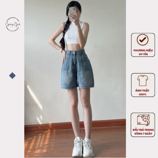 Quần sooc jean SPRING cạp cao phối túi trước hot 2024 Quansoocbo7295_P4K9