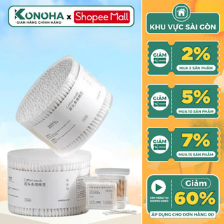 Hộp 500 Que Tăm Bông Ngoáy Tai KONOHA Thân Gỗ Thân Thiện Với Môi Trường Đa Năng Tiện Lợi Dùng Cho Cả Gia Đình