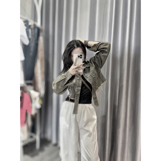Áo khoác bò jean rách tua màu bụi ảnh thật 100% chuẩn shop chụp giá siêu rẻ