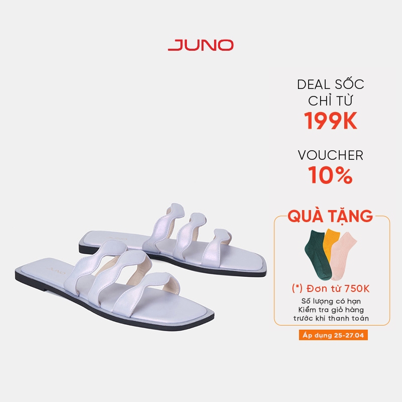 Dép Bệt Nữ 1cm Thời Trang JUNO Phối Quai Lượn Trang Trí SD01127