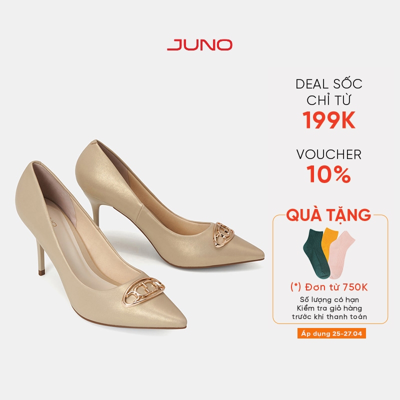 Giày Cao Gót Nữ 9cm Thời Trang JUNO Bít Mũi Khoá Trang Trí CG09159