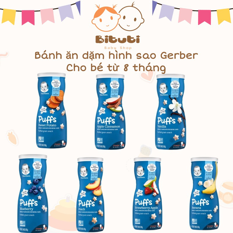 Bánh ăn dặm hình sao Gerber lon cao vị ngọt cho bé từ 7tháng - Bituti Shop