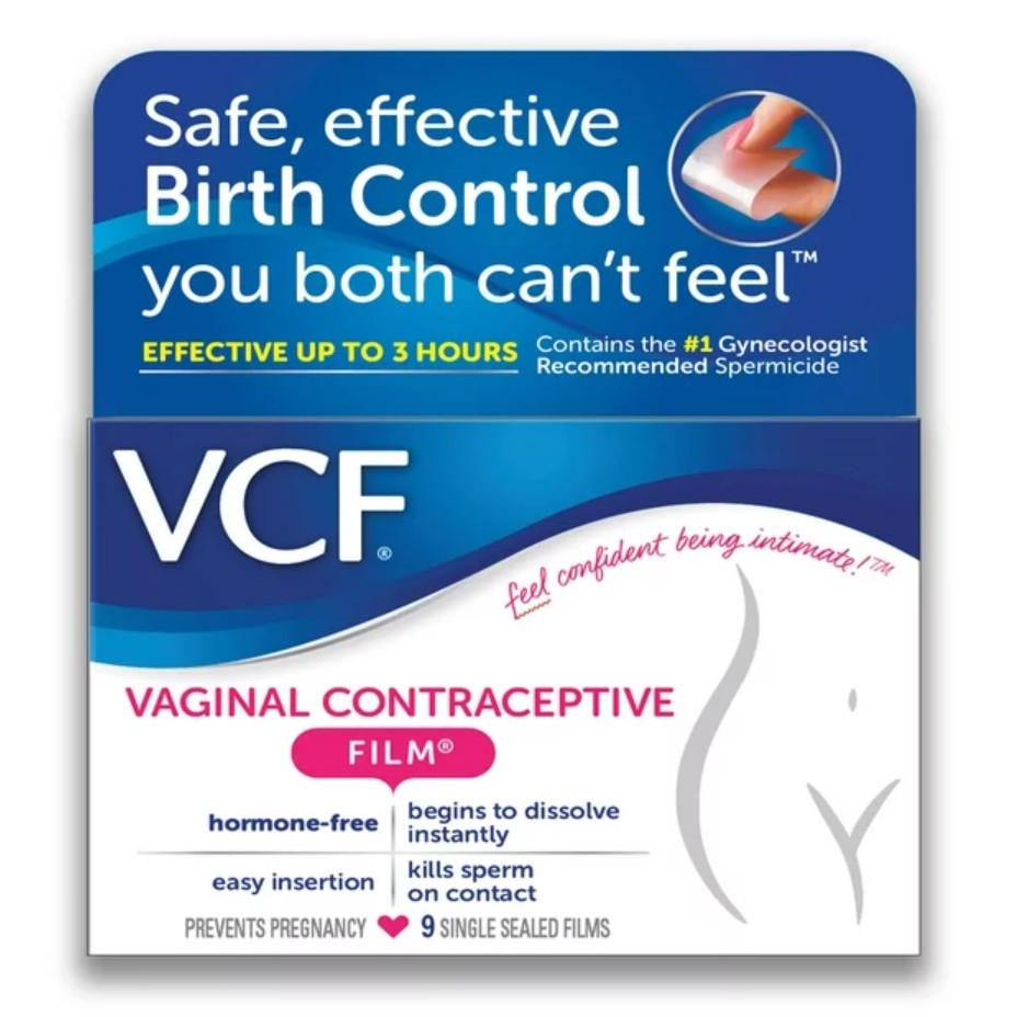 Màng phim tránh thai VCF sử dụng quan hệ trần tự nhiên cao cấp hộp 9 miếng ( Có bán lẻ ) ( Chính Hãng USA )