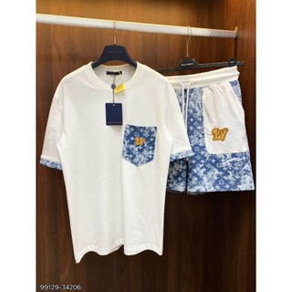 Bộ nam LV họa tiết thêu vân nổi phong cách trẻ trung from chuẩn