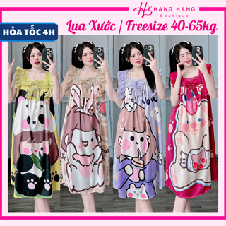 Đầm váy ngủ tiểu thư lụa xước mềm mát thiết kế cổ vuông sát nách, váy đầm ngủ dễ thương cute bầu bì mặc nhà thoải mái