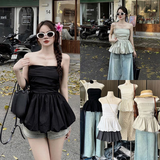 Áo đũi cúp ngực xoè bồng tiểu thư sang chảnh hàng Qc cao cấp loại1