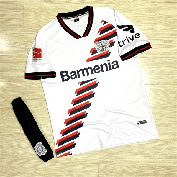 Bộ quần áo bóng đá Bayer Leverkusen Trắng sân khách 2024 - Quần đen - Thun lạnh Poly