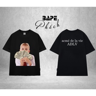 ÁO THUN ADLV BÉ TRAI CẦM DOLLAR FORM RỘNG NAM NỮ VẢI 100% COTTON HAI CHIỀU DÀY DẶN - BAPE PHẾCH