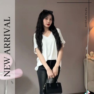 Áo Thun Thụng Trơn Basic Cổ Tim Ngắn Tay Basic From Rộng