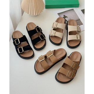 SBN Buckle Sandal - DÉP HAI QUAI NGANG THỜI TRANG XĂNG ĐAN DA MỀM MŨI TRÒN ĐẾ DÀY MỀM MẠI THOẢI MÁI CHỐNG TRƠN TRƯỢT