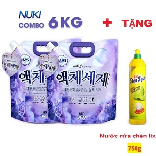  Combo 2 túi Nước Giặt Chính Hãng Nuki Special 6kg TẶNG NƯỚC RỬA CHÉN LIX 750g