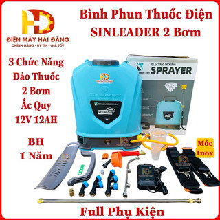 Bình phun thuốc điện 2 bơm sinleader.ắc quy 12v-12ah 20l cực mạnh. bơm sinleader chính hãng