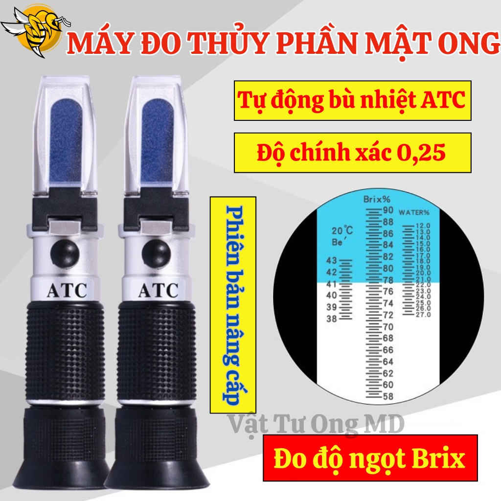 Máy Đo Thủy Phần Mật Ong , Khúc Xạ Kế , Đo Độ Ngọt Brix , Độ Ẩm ( tích hợp trong 1 sp )