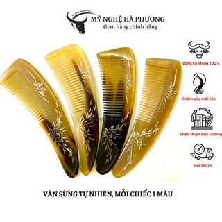 Lược sừng xuất Nhật chuôi Liềm chạm khắc 2 mặt, món quà ý nghĩa