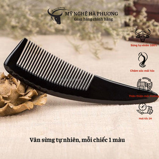Lược sừng chuôi trơn xuất Nhật chuôi hình liềm | Mỹ nghệ Hà Phương