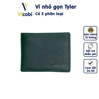 Ví ngang da bò mini Tyler Vicobi M6, bóp tiền đựng thẻ cực nhỏ gọn