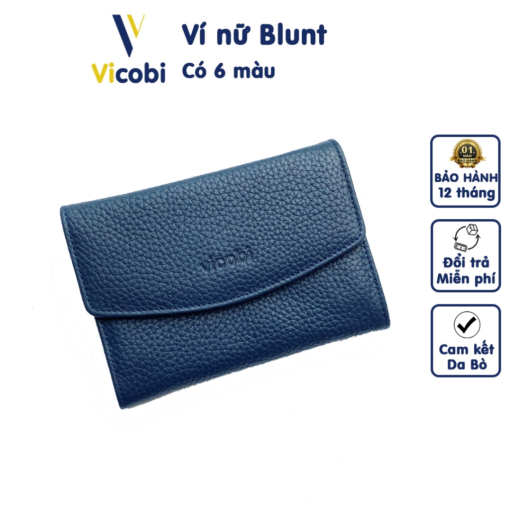 Ví nữ da bò Vicobi M8, bóp tiền nhỏ gọn cầm tay đựng vừa giấy tờ cũ