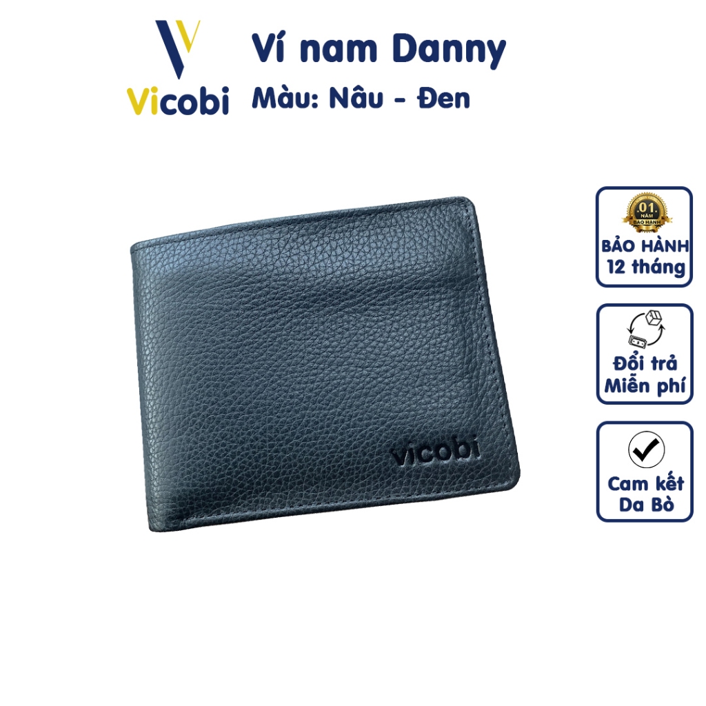 Ví nam ngang da bò Danny Vicobi N4, bóp tiền đựng được các loại giấy tờ tùy thân cũ và mới