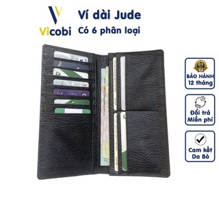 Ví dài da bò Jude Vicobi D1, đựng vừa giấy tờ cũ và mới