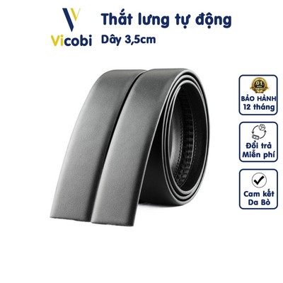 Thắt lưng nam da bò không đầu khóa Vicobi TE, dây lưng dành cho mặt khoá tự động 3,3cm và 3,5cm