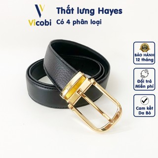 Thắt lưng nam Da Bò Vicobi TLB1 Vàng, dây khóa kim 3,3cm