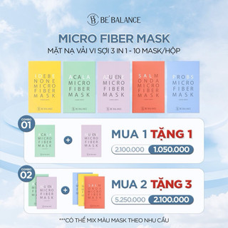 Combo mix 10 miếng mặt nạ vải vi sợi be'balance micro fiber mask 3in1 giúp làm đẹp da 1 hộp