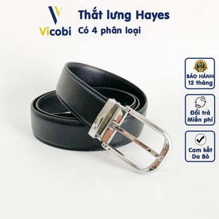 Thắt lưng nam Da Bò Hayes Vicobi TLB1 Bạc, dây khóa kim 3,3cm