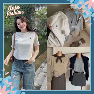 áo thun baby tee cổ tròn thêu hình ngựa hottrend form ôm chất thun tăm Anie-A51