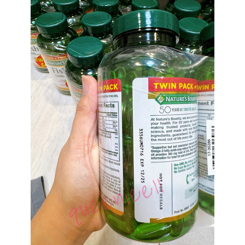 (Chính hãng Mỹ- Date 12/25) Dầu cá Nature's Bounty Fish Oil 1200mg Omega-3 - 180viên/ 360 viên