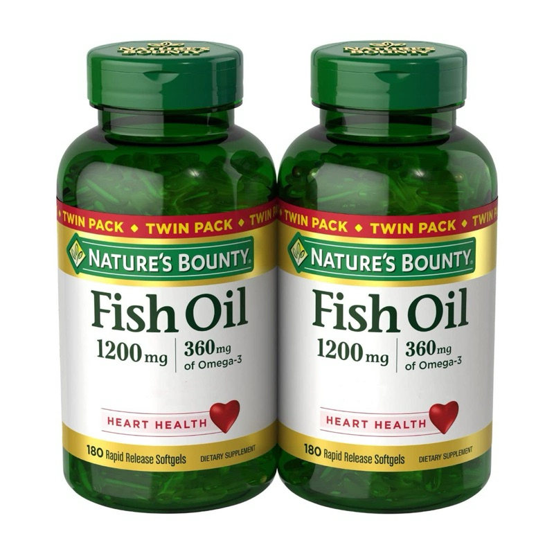 (Chính hãng Mỹ- Date 12/25) Dầu cá Nature's Bounty Fish Oil 1200mg Omega-3 - 180viên/ 360 viên