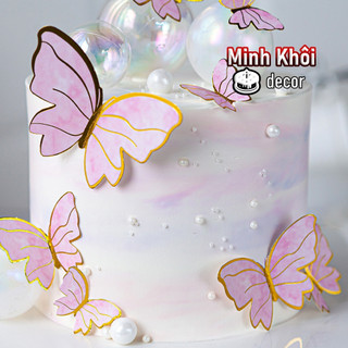 10 Set Bướm Giấy Trang Trí Bánh Kem, Trang Trí Tráp Cưới