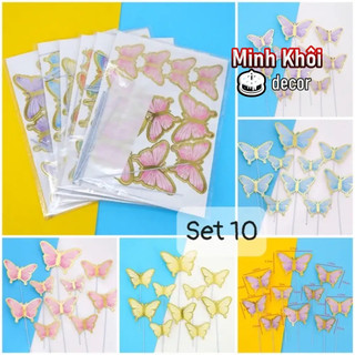  10 Set Bươm Bướm 3D Nhiều Màu Trang Trí Bánh Kem