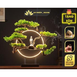 Bộ Đèn Led Vòng 30cm, Kệ Cây Tùng Bách và Tượng (Tặng kèm 5 Nụ Trầm) Thủ Công, Sang Trọng - GIẢM GIÁ SỐC!!!!!!
