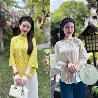 Pháp phục đi chùa, Bộ lam đi chùa chất liệu Lụa Gấm Khuy Tết