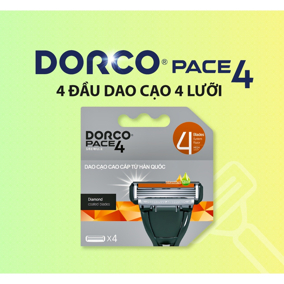 Vỉ 04 Đầu Cạo 4 Lưỡi DORCO PACE 4