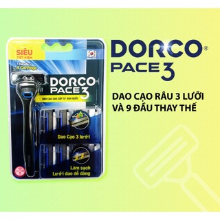 Dao cạo râu 3 lưỡi dorco pace 3 kèm 9 đầu thay thế