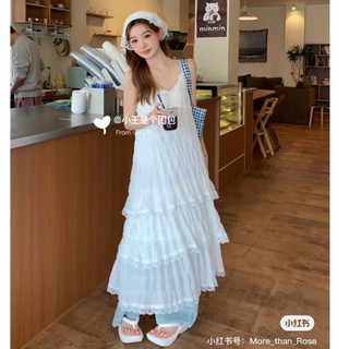 [ RABBIT MOOON 🌙] Váy maxi dáng dài 2 dây đi biển nhiều tầng xòe gato phối bèo ren 3 lớp【NGO HOANG GIANG CLOTHES 】