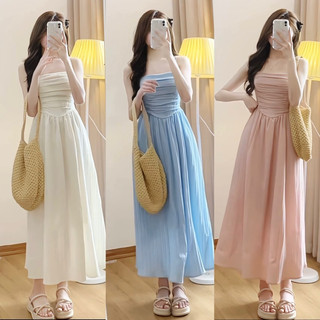 Váy quây hai dây mảnh lưng chun sau co giãn khóa sườn túi thật hai bên hông chất đũi gân 2 lớp 5 màu hot hit