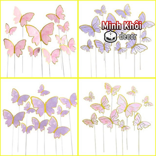 10 Set Bướm giấy trang trí bánh kem, topper cake