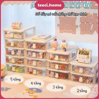 <Tặng Sticker> Khay Kệ Nhựa Hộp Đựng Bút Cọ Tủ Đựng Mỹ Phẩm Trang Điểm Đồ Để Bàn Đa Năng Thỏ Hộp Bảo Quản TEECI CL022