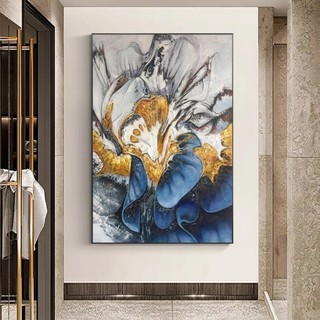 Tranh canvas trừu tượng hoa xanh hot trend 60 x 90 cm