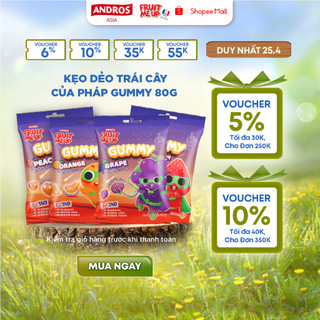 Kẹo dẻo trái cây gummy 80g - nhập khẩu từ pháp của pháp - andros fruit me up gummy