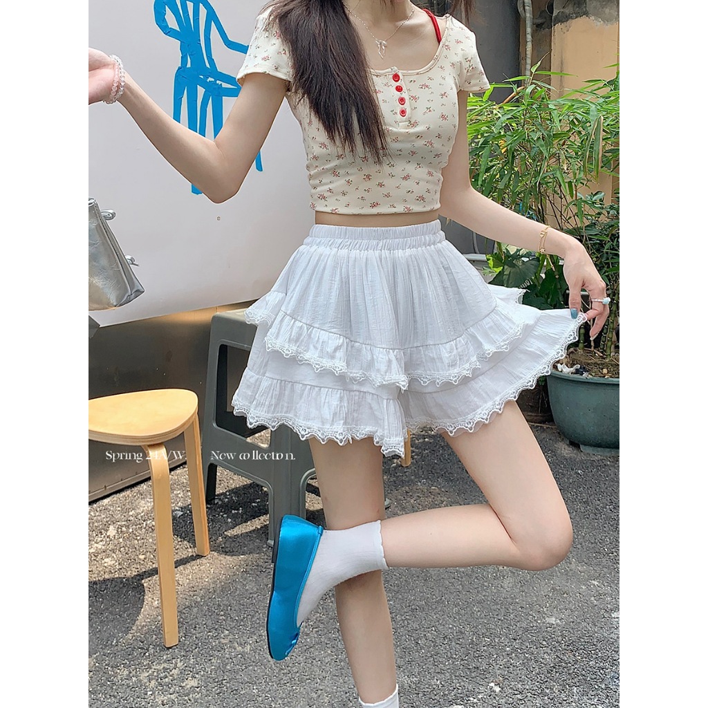 Chân Váy Mini 2 Màu Đen Trắng Lưng Cao Phối Ren Gợi Cảm, Chân Váy Ngắn Xòe 2 Tầng Thời Trang Nữ Tính HQ16 | BigBuy360 - bigbuy360.vn