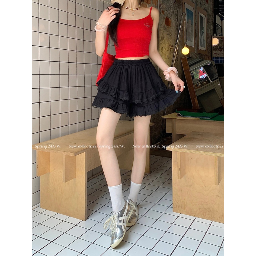 Chân Váy Mini 2 Màu Đen Trắng Lưng Cao Phối Ren Gợi Cảm, Chân Váy Ngắn Xòe 2 Tầng Thời Trang Nữ Tính HQ16 | BigBuy360 - bigbuy360.vn