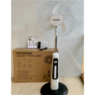 Quạt tích điện Povena PVN-5616 đường kính cánh 16 inch với 3 chế độ quạt, đèn LED tiện lợi