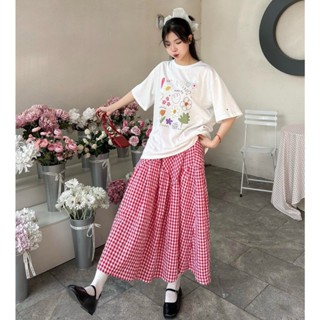 Chân váy chữ A kẻ caro dáng dài, Chân váy midi xòe dễ mix đồ xinh xắn