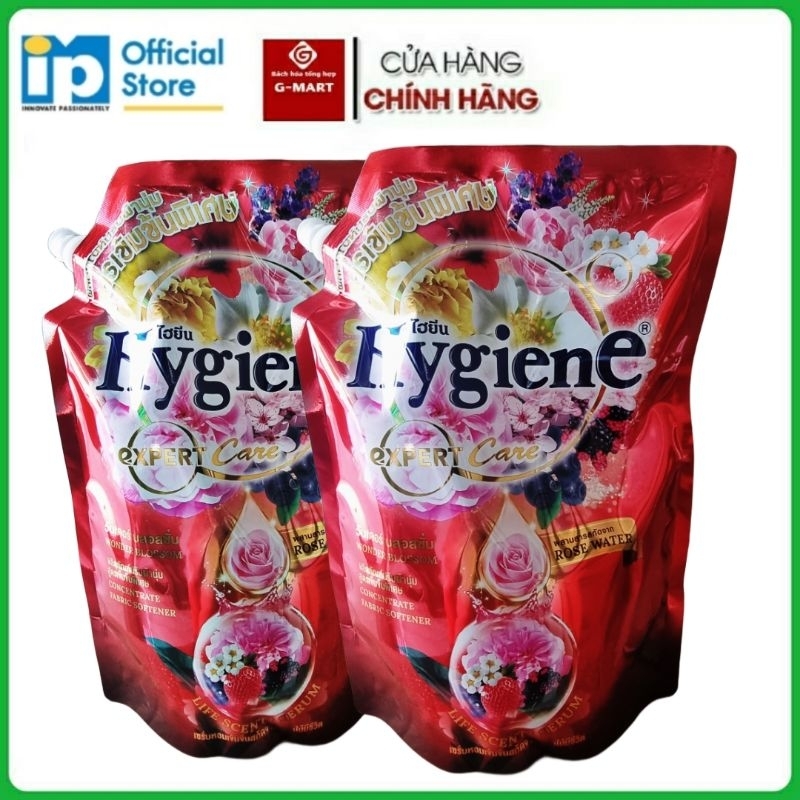 NEW (2 túi xả vải đỏ), Nước xả vải Hygiene Thái Lan, mỗi túi 1150ml