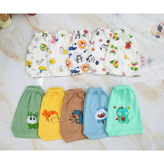 Combo 10 quần cộc sơ sinh, quần chục đùi vải tăm lạnh mềm mát cho bé 4-17kg