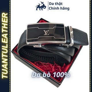 Thắt lưng LV cao cấp cho nam chính hãng Đồ Da Tuấn Tú - Dây nịt nam cao cấp khóa gạt tỳ tự động